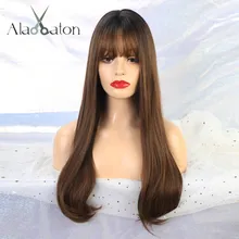 ALAN EATON длинные волнистые Ombre черный коричневый синтетический парик женские парики с челкой термостойкие волосы Косплей вечерние парики афро 26"