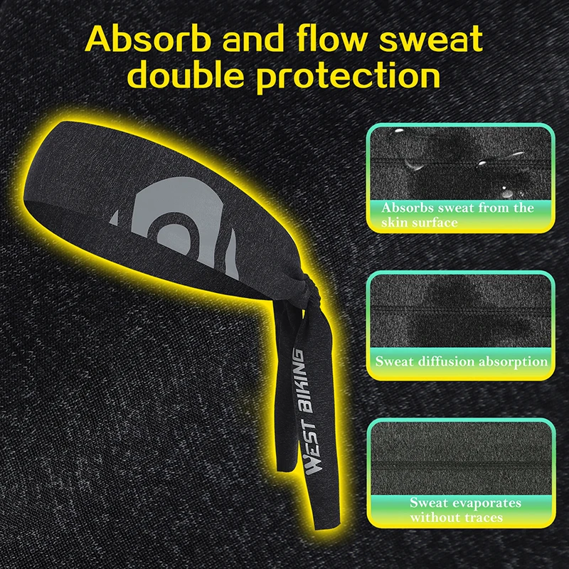 Description Picture 5 of itemWEST BIKING Absorbent Cycling Headband Men Women Sweatband Yoga Hair Bands Non-slip Quick Dry Sports Running Fitness Hairband