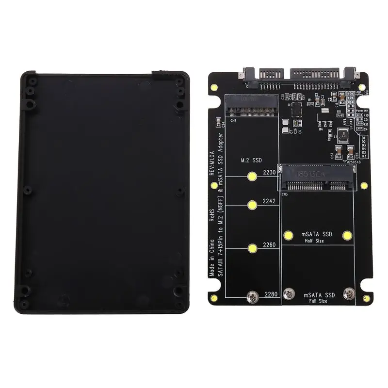 2 в 1 м. B + M Ключ Mini PCI E или mSATA SSD SATA III адаптер карты для полный Msata SSD/ 2230/2242/2260/22x80