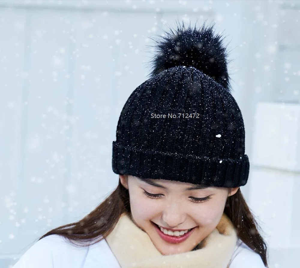 Xiaomi осенне-зимняя шерстяная мягкая теплая вязаная шапка для мужчин и женщин Gorro Лыжная Шапка s Роскошные шапки для девочек