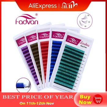 

Fadvan Color Lashes Easy Fan Red/Green/Blue/Green/Brown Auto Blooming Makeup False Eyelash Extensions 15-20mm