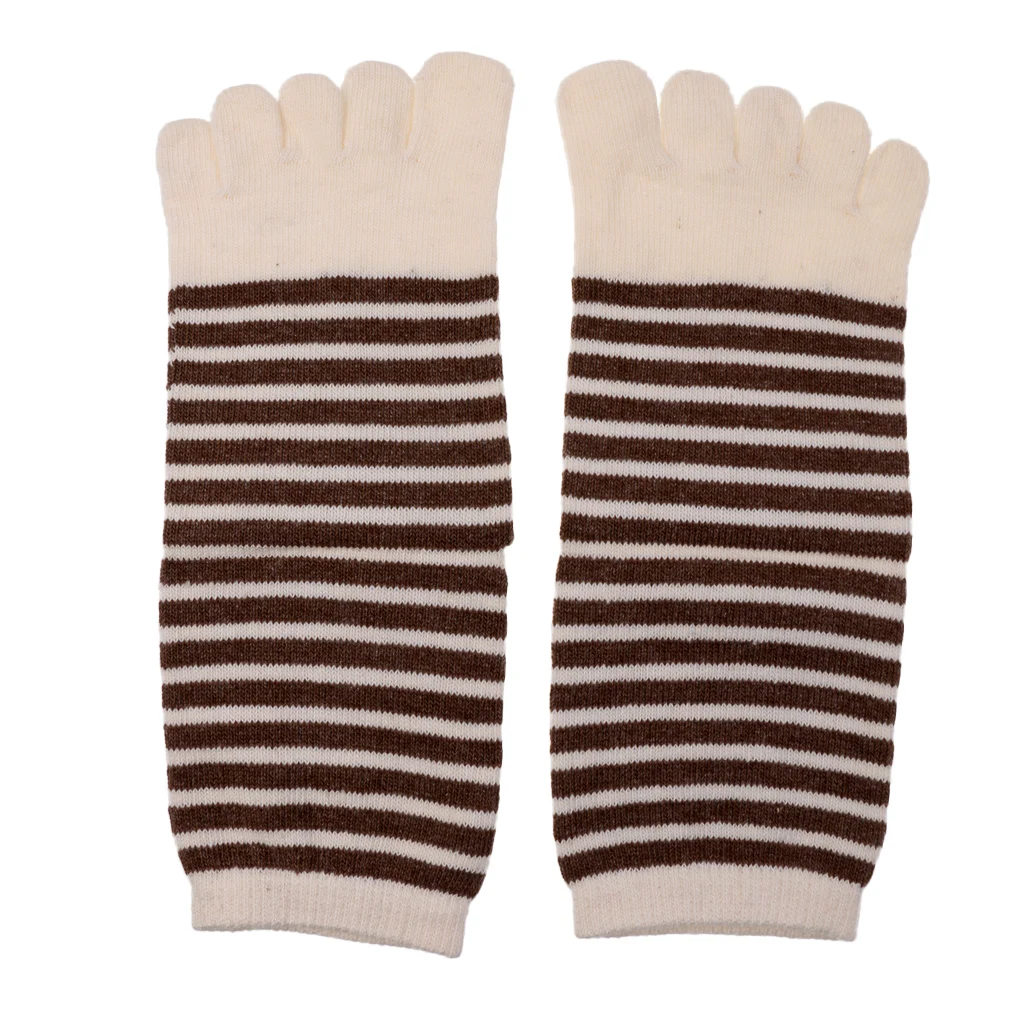 Striped Toe Socks Female Crew Striped Cotton Socks Ladies Casual Cute Socks