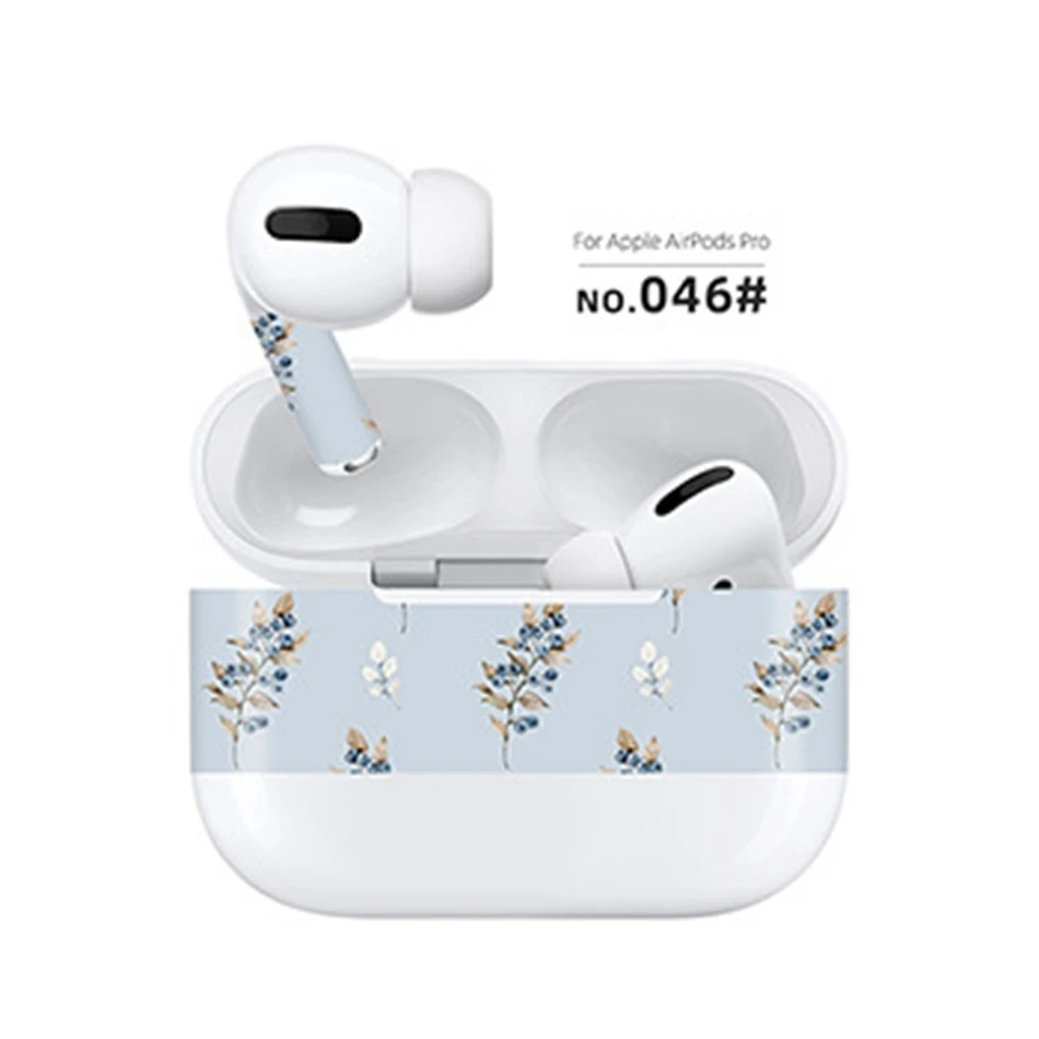 Для AirPods Pro модная наклейка с цветами и листьями авокадо для AirPods 3 шкуры Съемная клейкая декоративная наклейка пленка на голову - Цвет: 046