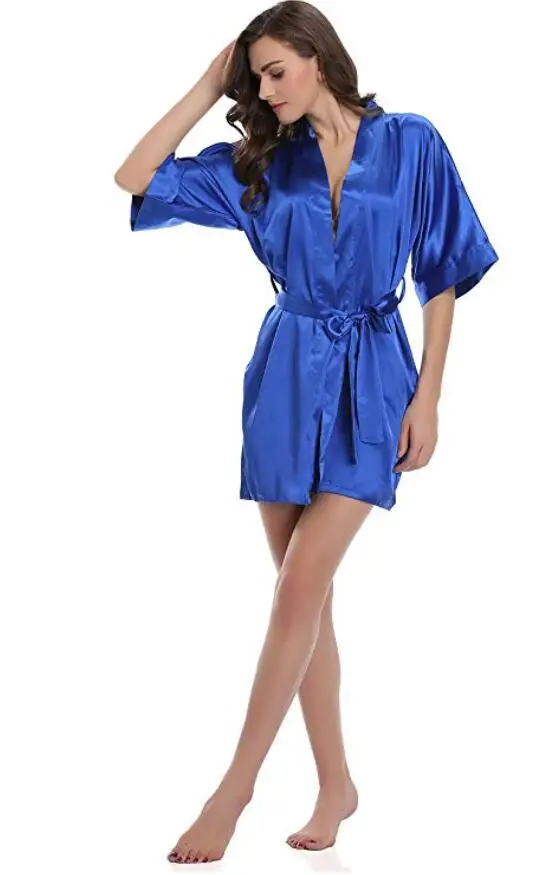 Satin Robes Short Kimono bathrobe Women's Simplicity Pajamas Wedding Party women sleepwear sleepwear pajamas bride robes silk robe women dress