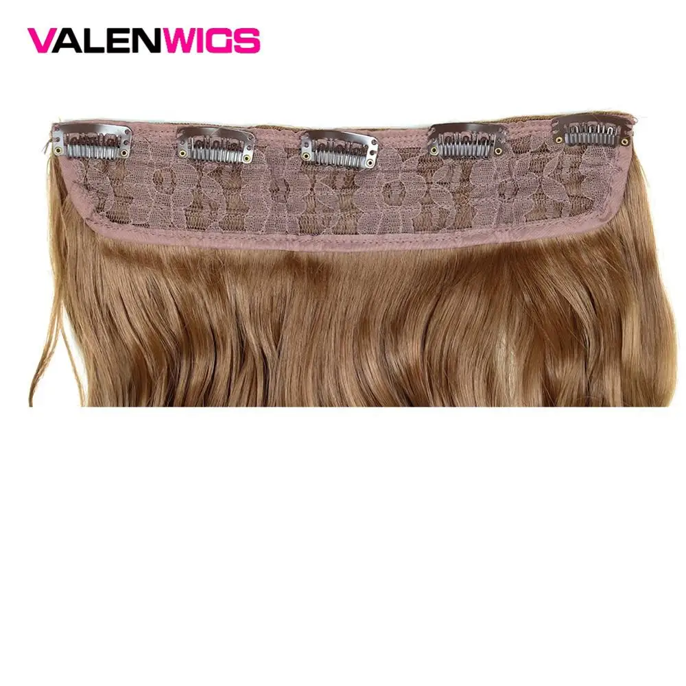 Valenwigs чистый натуральный цвет Женские синтетические термостойкие парики 5 зажимов в одной части длинные волнистые клипсы на наращивание волос