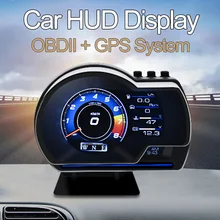 Compteur de vitesse OBD + GPS, double système obd2, affichage tête haute, affichage automatique, voiture intelligente, jauge HUD, odomètre numérique, alarme de sécurité, nouveau