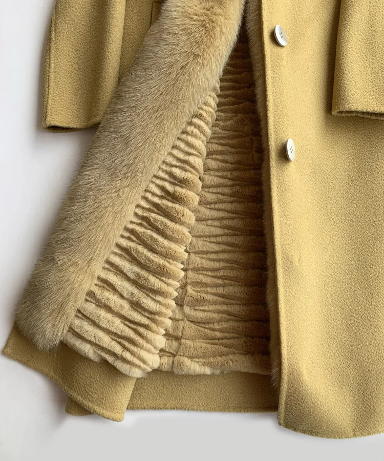 Pudi, Женское пальто из натурального меха, куртка из меха кролика Рекс, подкладка из меха лисы, меховой воротник, зимняя теплая Женская шерстяная куртка zy905