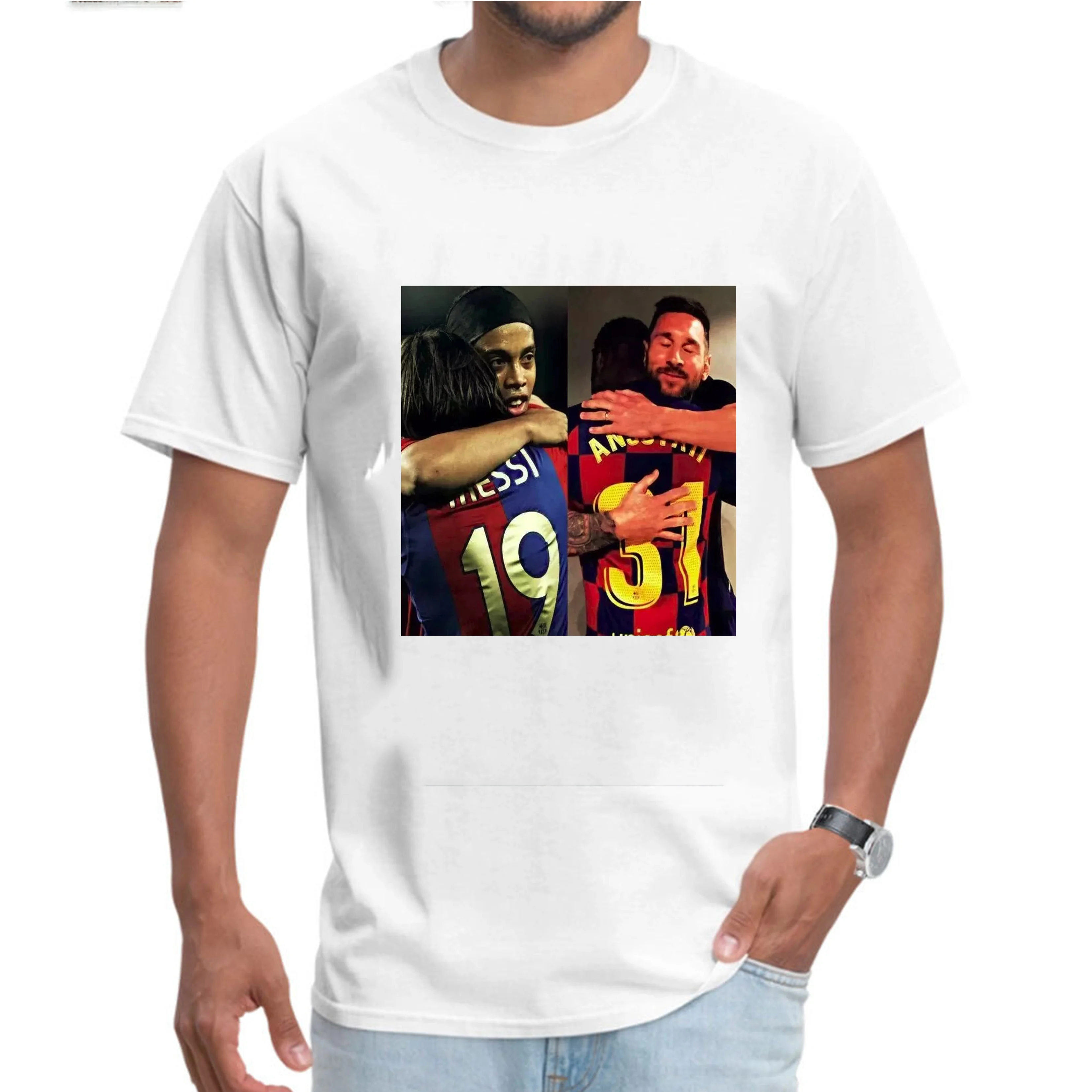 Messi Great player Ronaldinho moment Ansu Fati embrace men t shirt First show hope stranger things funny shirts |