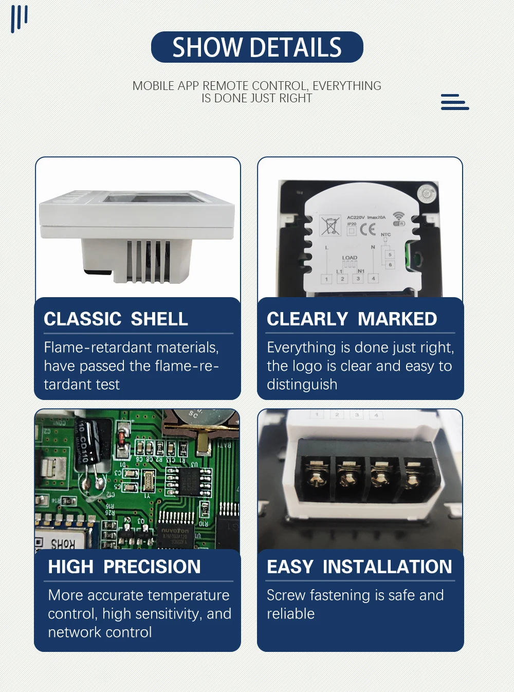 20a programação semanal tuya wifi termostato inteligente