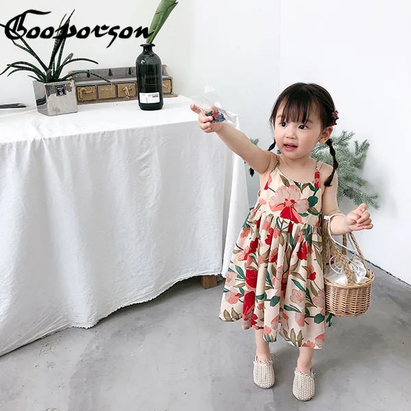 Gooporson Summer Cute Princess Dress Flower Slip Vestidos Fashion Korean Kids Dresses for Girls Baby Children Costume | Детская одежда