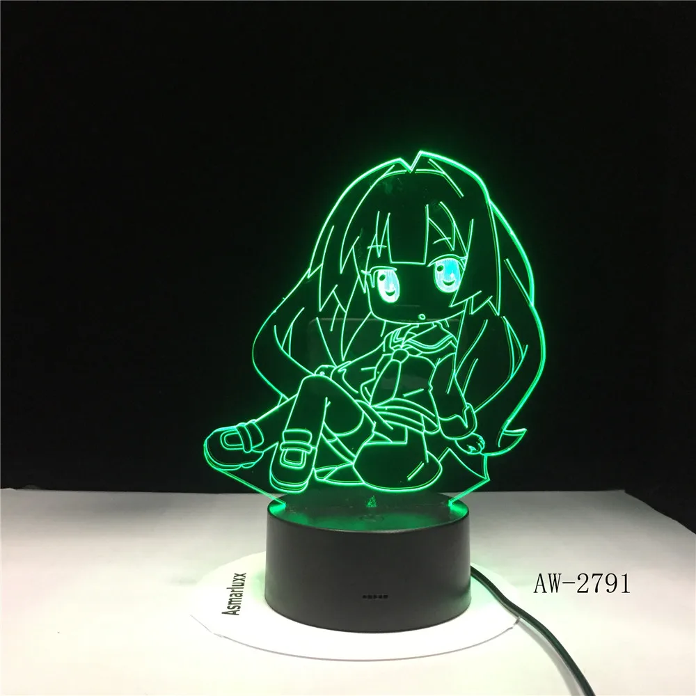 3D кавайные огни японская аниме фигурка девушки lamparas LED USB Настольная разноцветная