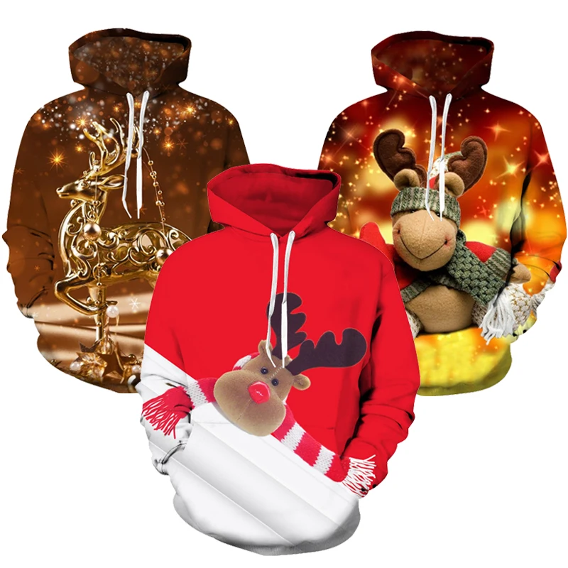 

Christmas Pattern Boys Jacket Thin Section Polyester Kids Jacket Cute Elk Girls Jacket Hooded Loose Sweatshirt 2-13Y Kid Clothes
