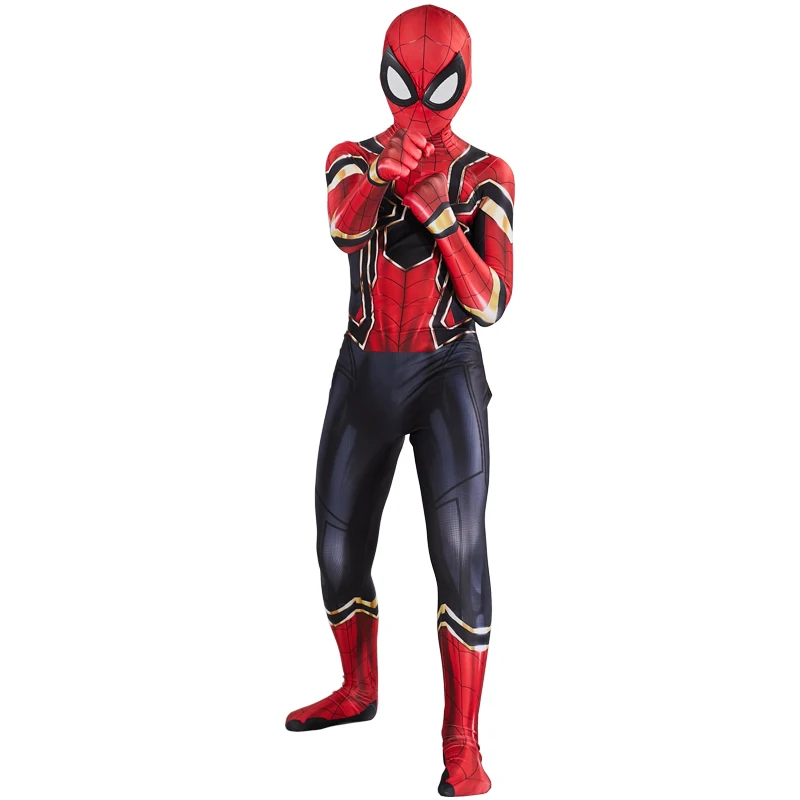Red and Black Spider Costume Man Suit Child Peter Parker Cosplay Halloween Birthday Kid Adult Selling D39A66| |