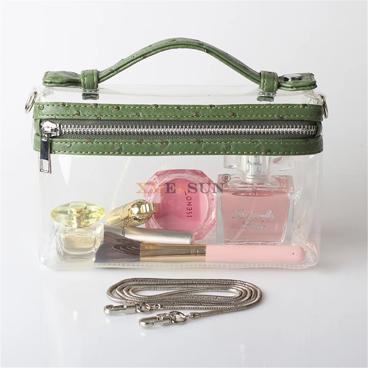 XMESSUN прозрачная сумка на цепочке, прозрачная сумка через плечо, женская модная вечерняя сумочка, роскошные дизайнерские сумки, модная сумка - Цвет: Ostrich Green(5)