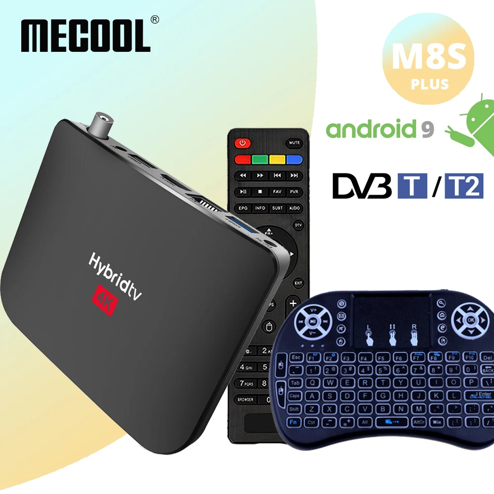 Mecool M8s Plus DVB T2 Andriod 9 TV Box 2G+16G Andriod Box Amlogic S905X2 DVB T/T2 Smart Tv Media 2.4G WiFi Set Top Box Player