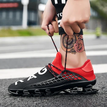 

Spring Men Athletic Shoes Black Red Sneakers for Boy Breathable Walking Jogging Sneakers Man Wearable Running Trainers For Men