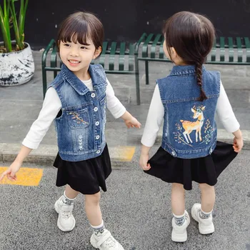 

Baby Girls Vests Boys Girls Jeans Denim Waistcoats Outerwear Children Cartoon Unicorn Vests Spring Summer Clothes Kids Jackets
