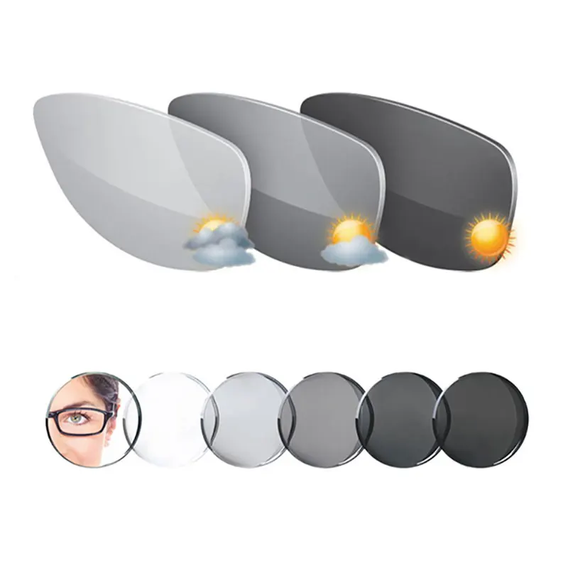 US $20.99 161 AntiBlue Ray Aspheric Photochromic Gray Lens Optical Lenses Prescription Vision Correction Computer Reading Lens