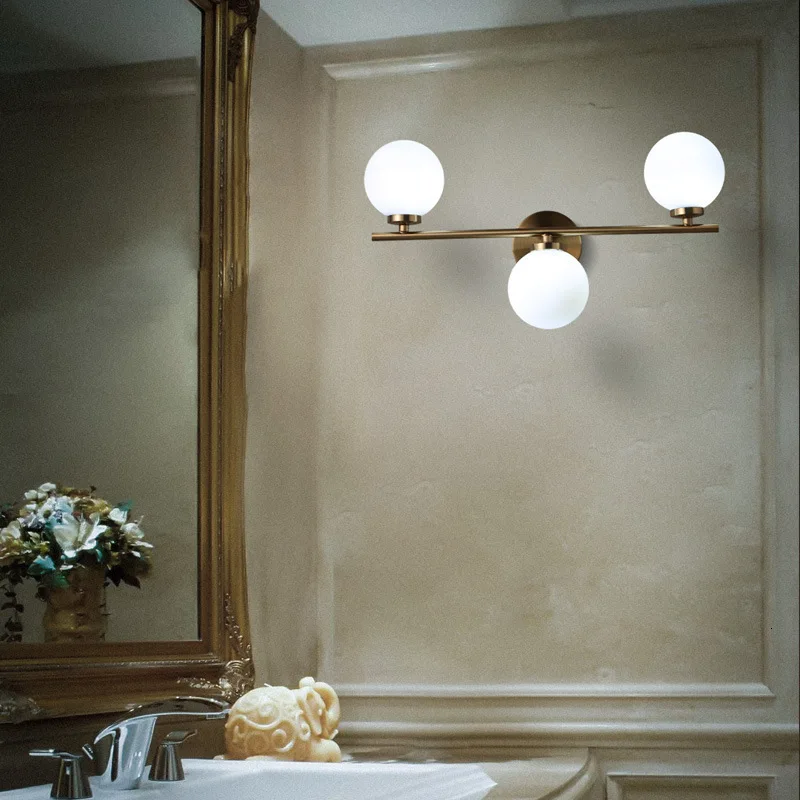

Modern Bedroom Wall Lights Stair Wall Lamp Sconce Globe Glass Ball Heads Vintage Indoor Lighting Fixtures