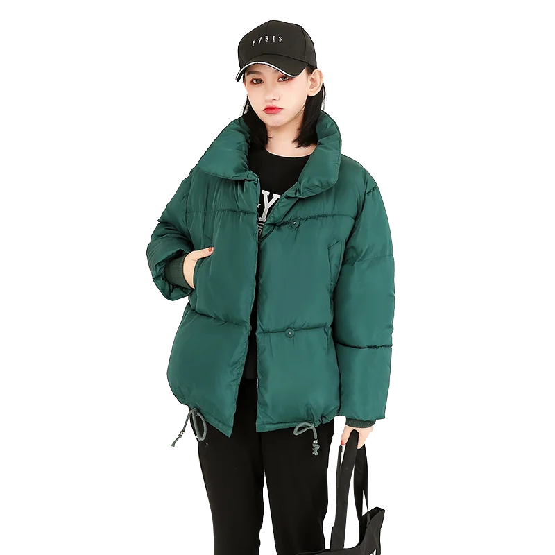 

Solid Pocket 2020 New Cotton Loose Warm Long Parka Jacket Winter Padded Coat Women Overcoat Korea Female Soft Feminino