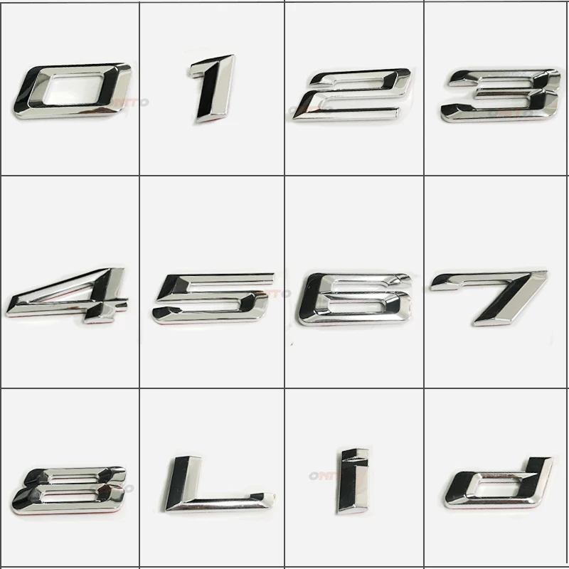 

Refitting Chrome Rear Boot Trunk Emblem lettering Badges sticker For BMW Arabic Numbers Decals DIY Badge 0 1 2 3 4 5 6 7 8 D/L/i