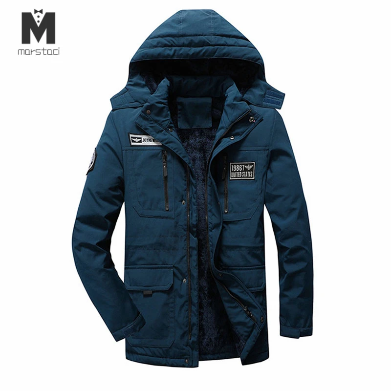 Новые зимние мужские пальто мужские парки Повседневная плотная верхняя одежда флисовые куртки теплые пальто Мужская брендовая одежда - Цвет: Синий
