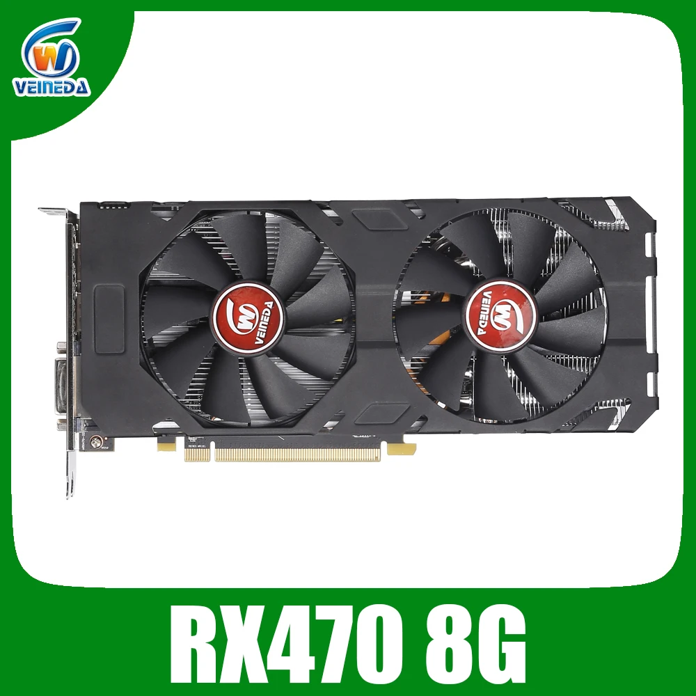 Видеокарта Veineda rx 470 8 Гб 256 бит GDDR5 1244/7000 МГц видеокарта для AMD совместимая с 570