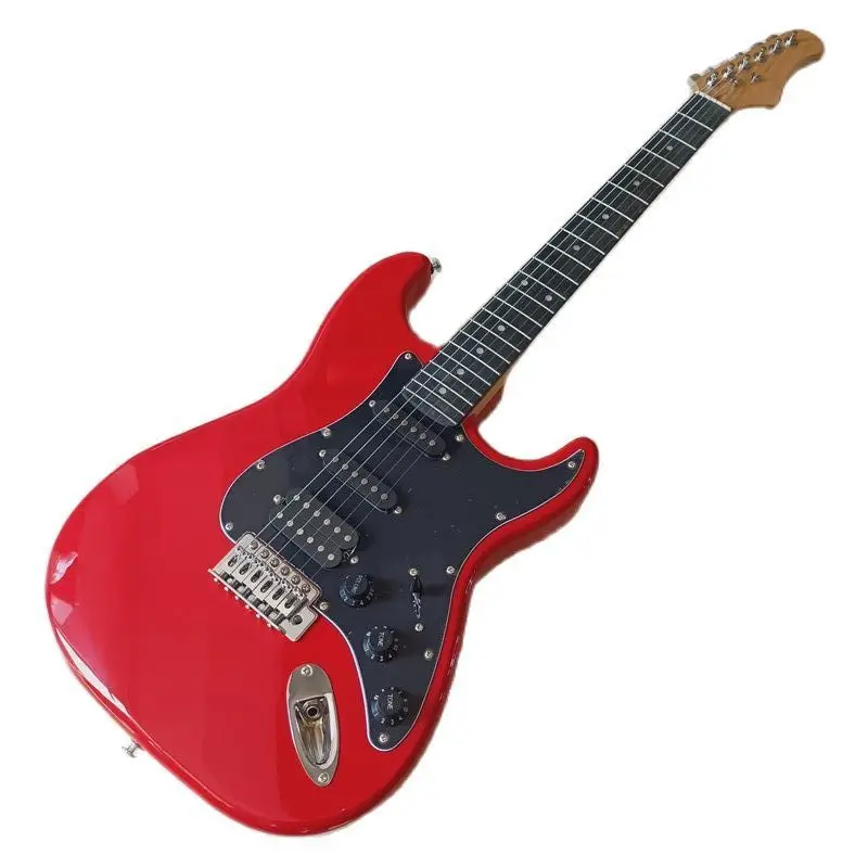 ST Electric Guitar 39 Inch Red Color High Gloss 6 String Full Basswood Body Electrique Guitare with Guitar Pickguard 648mm Scale