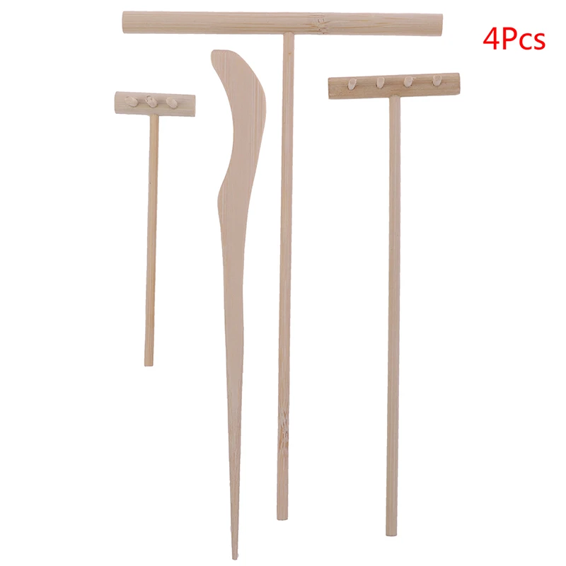 Bambu Zen Garden Rake, ferramentas de meditação, decoração, relaxamento artesanal, venda quente, 4pcs, 5pcs