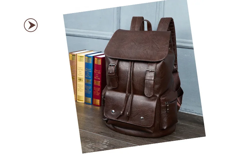 PU Travel Leisure Backpacks Vintage Men Leather Laptop Backpack Bag for Men Teenager Students Retro School Bags Casual Rucksacks (6)