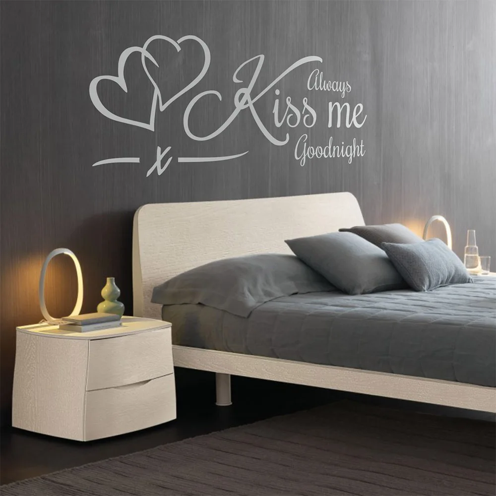 Новинка 2019 виниловая настенная наклейка с цитатами Always Kiss Me Good Night Настенная
