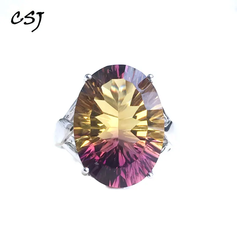 CSJ Элегантное Кольцо большого размера Аметрин Кварц oval12* 16 м cancave cut fine jewelry обручальные кольца для женщин леди девушка подарок