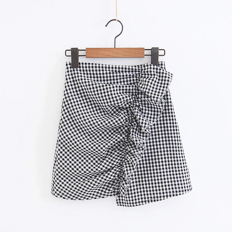 

2018 Western Style Spring And Summer WOMEN'S Dress New Style Flounced High-waisted Sheath A- line Slimming Cool Plaid Skirt