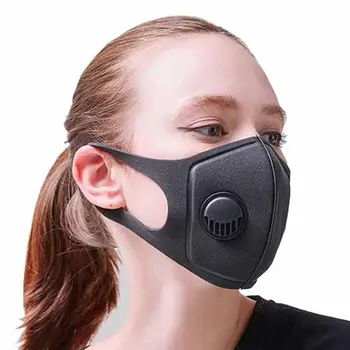 

3pc Black Reusable Face Mask Anti Dust Anti Fog Haze Respirator Unisex PM2.5 Breathing Filter Valve Face Mouth Masks Mouth Cover