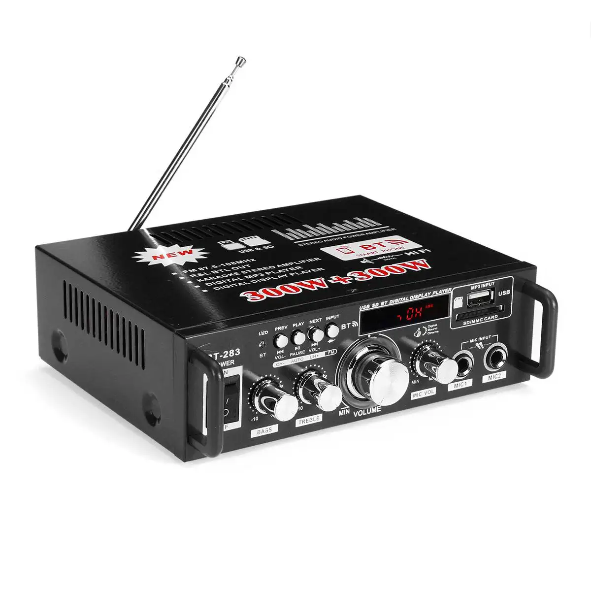 600 Вт Многофункциональный усилитель 12/220V bluetooth стерео аудио цифровой пульт дистанционного управления Управление усилители Hi-Fi USB FM радио USB SD 2 Каналы