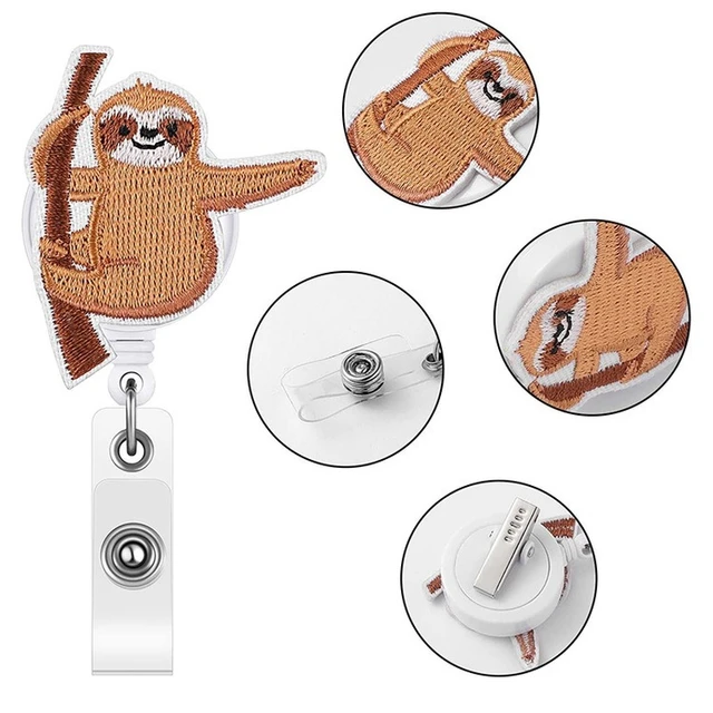 Animal Sloth Retractable Badge Reel Clip for Nurse Doctor Badge Holder  Staff Work Card ID Tag Clip Felt Embroidery Badge Reels - AliExpress
