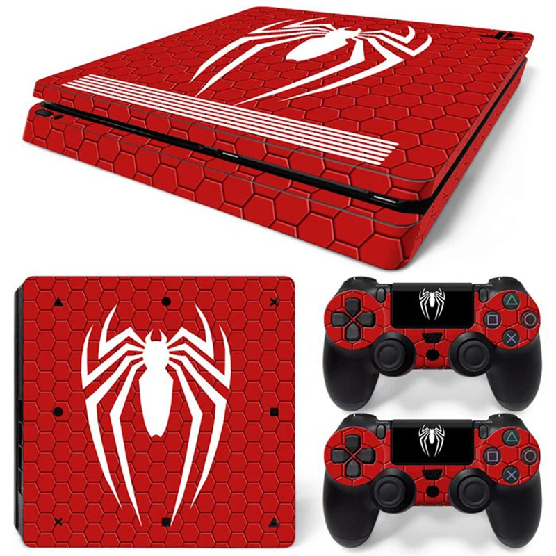 Marvel Spider Man Deadpool Sticker Cover Wrap Protector Skin For Sony PS4 Slim Console & 2PCS Controller Skin Decal For PS4 Slim 