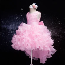 Летнее платье-пачка для девочек; платья; детская одежда; однотонное вечернее платье для девочек на свадьбу; костюм для дня рождения; одежда для детей