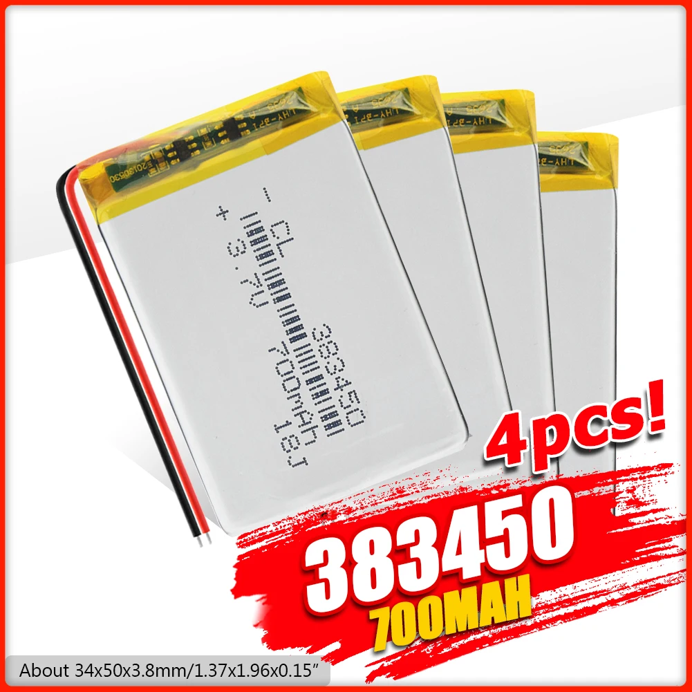 3 7 V 700mAh 383450 перезаряжаемый литий полимерный ионный аккумулятор Lipo для MP3 MP4 GPS DVD