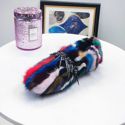 Зимняя Теплая обувь на плоской подошве с мехом норки; Плюшевые мокасины ручной работы с заклепками - Цвет: Многоцветный