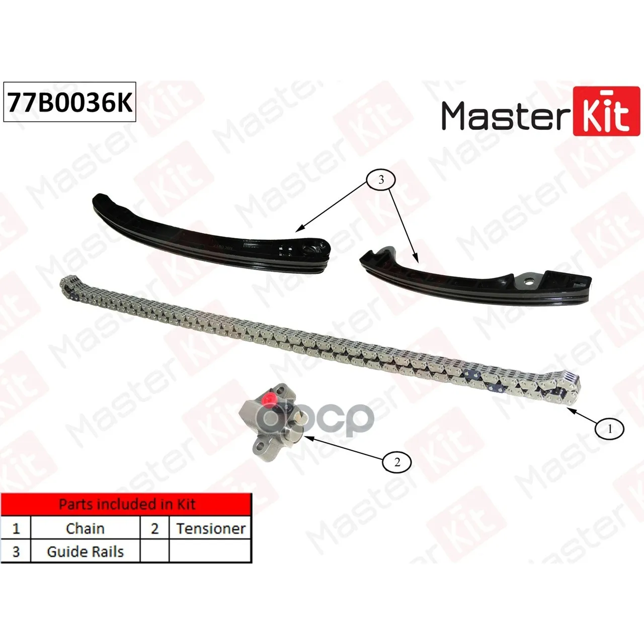 Комплект Цепи Грм Nissan:Almera Ii/Juke/Note/Qashqai 2 I/Tiida Hr16de 05- MasterKit арт. 77B0036K