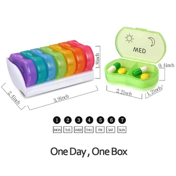 

1Pc 7 Days Medicine Pill Box Mini Portable Travel Storage Vitamin Box Sort Tablet Holder Organizer Container Cases 2 Styles