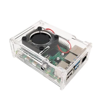 

Acrylic Development Board Shell with Cooling Fan Compatible with 3.5-inch Screen and Camera for Raspberry Pi 4B