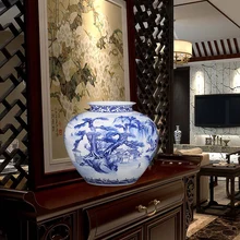 Цзиндэчжэнь керамика ремесло поставки Китай Стиль традиционное ремесло ручная роспись пейзаж синий и белый ваза украшения 2 модели