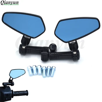 

Universal CNC motorcycle rearview mirror blue anti-glare convex mirror For YAMAHA YZF R1 R6 R6S YZF-R25 YZF-R3 YZF R125 YZF-R5