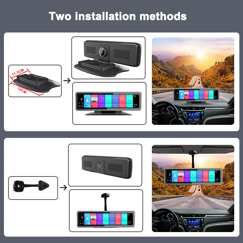 US $276.22 2021 Newest 4 CAMs Record Android 90 232G Mirror Dash Camera No Light Night Vision GPS WIFI BT 4g Car Video Recorder Phone Mon