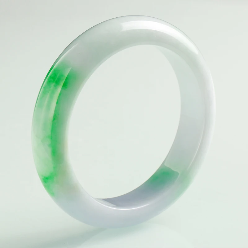 

zheru Jewelry Pure Natural Myanmar Jade A Grade 53mm-62mm Semi Green Bracelet Elegant Princess Bracelet Send Certificate