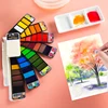 PORTABLE WATERCOLOR SET : 25, 42 COLORS PLUS BRUSH, SPONGE, PALETTE, SKETCHBOOK, WATER BUCKET, HIGHLIGHTS PEN