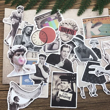 

40pcs/bag stickers DIY scrapbooking European and American retro movie character scrapbooking album happy plan decoration sticker