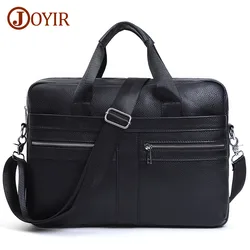 JOYIR Genuine Leather Men's Briefcase Male 15.6